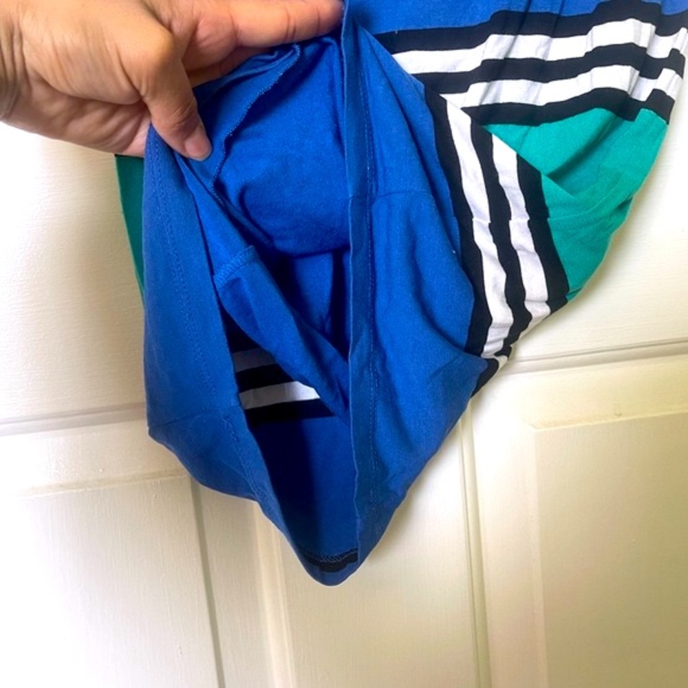 Bebe Multi Stripe Color Block Fitted Midi Dress S… - image 8